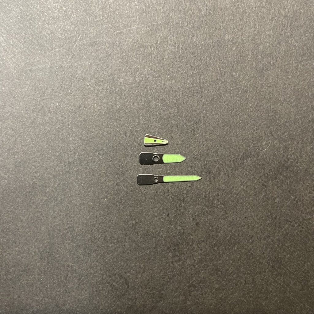 Luminous light green watch hands component set
